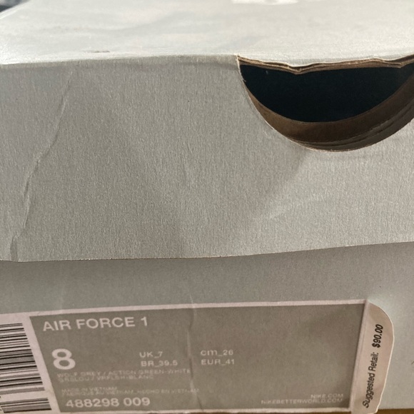 Nike Air Force 1’s wolf grey/green size8 w/box - Picture 6 of 6